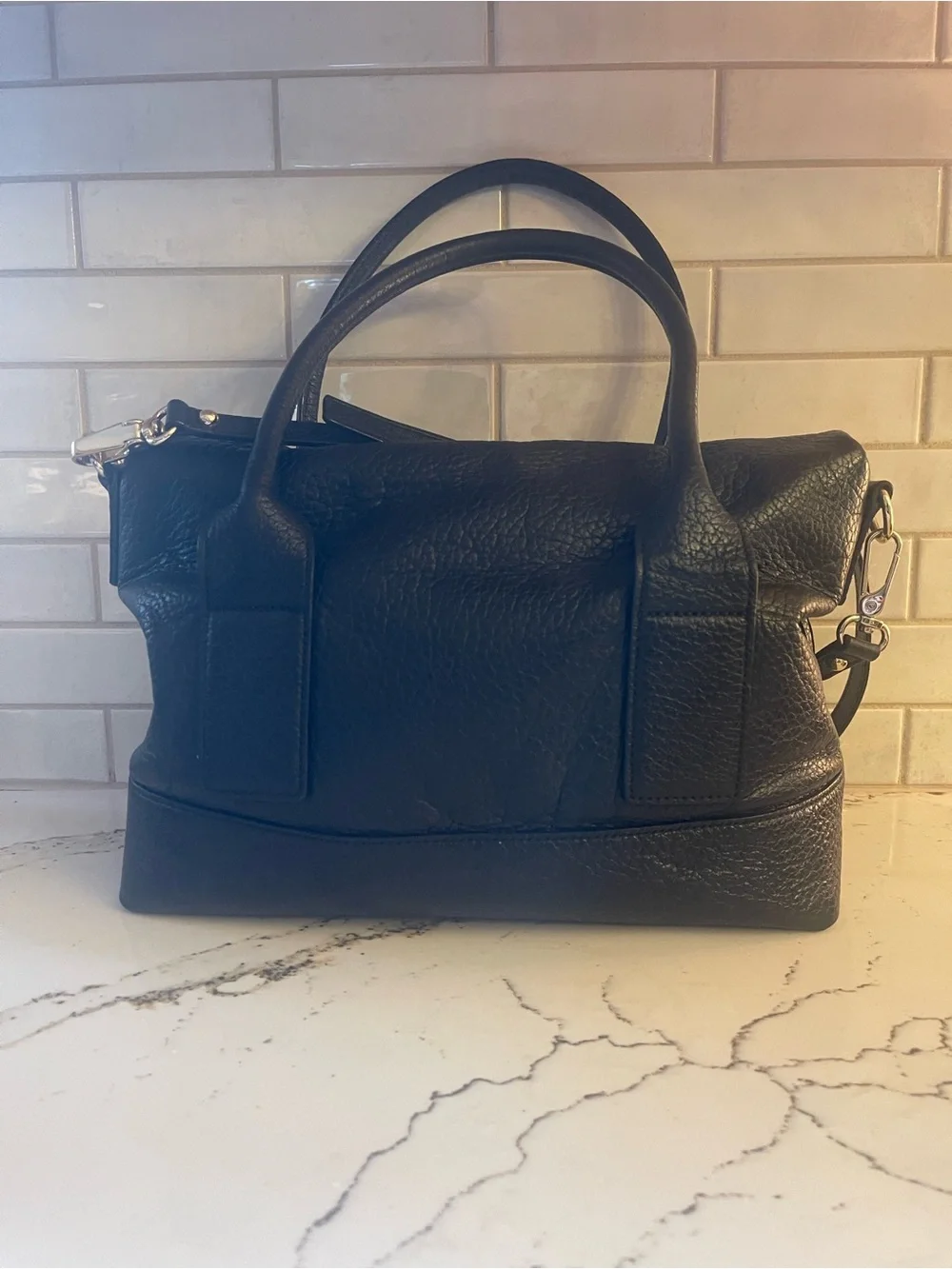 kate spade Southport Avenue Carmen Black Pebbled Leather Satchel with Tassel